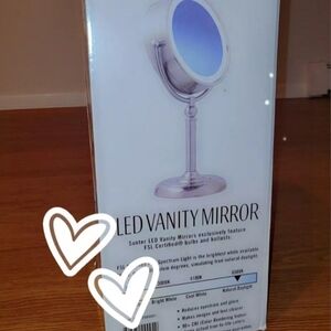 Silver LED Vanity Mirror for Bath with Magnification